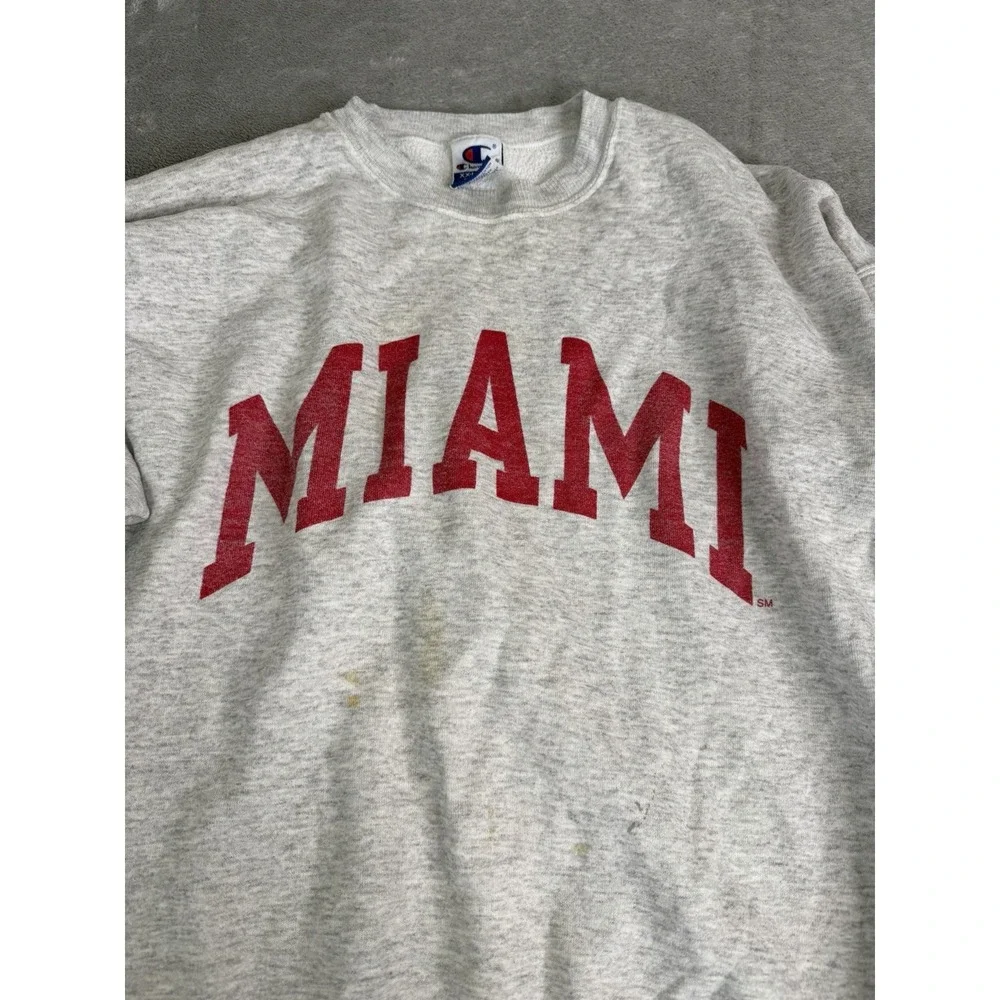 Vintage Miami University Redhawks Sweatshirt Men's Size 2XL Gray - Picture 3 of 10